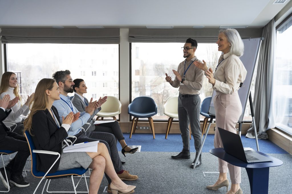 people taking part business event